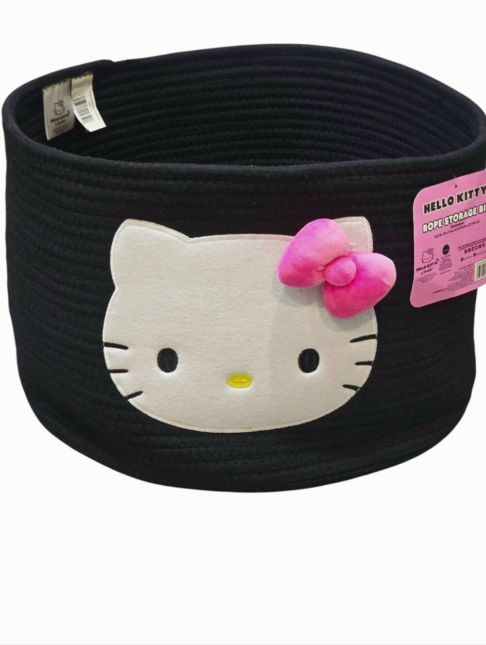 Hello Kitty Decorative Rope Storage Bin w/Bow Accent& Handles- Large
